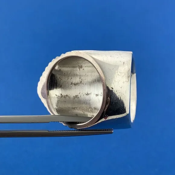 Vintage Taxco 925 Sterling Silver Textured Diamond Cut Statement Finger Ring - Picture 7 of 9